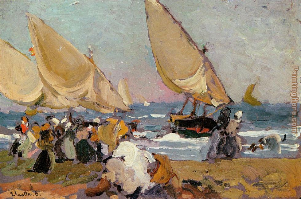 Sailing Vessels on a Breezy Day Valencia painting - Joaquin Sorolla y Bastida Sailing Vessels on a Breezy Day Valencia art painting